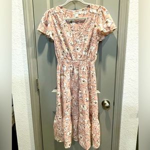 Brand New no tag peach cream pink color floral dress. Great for vacation